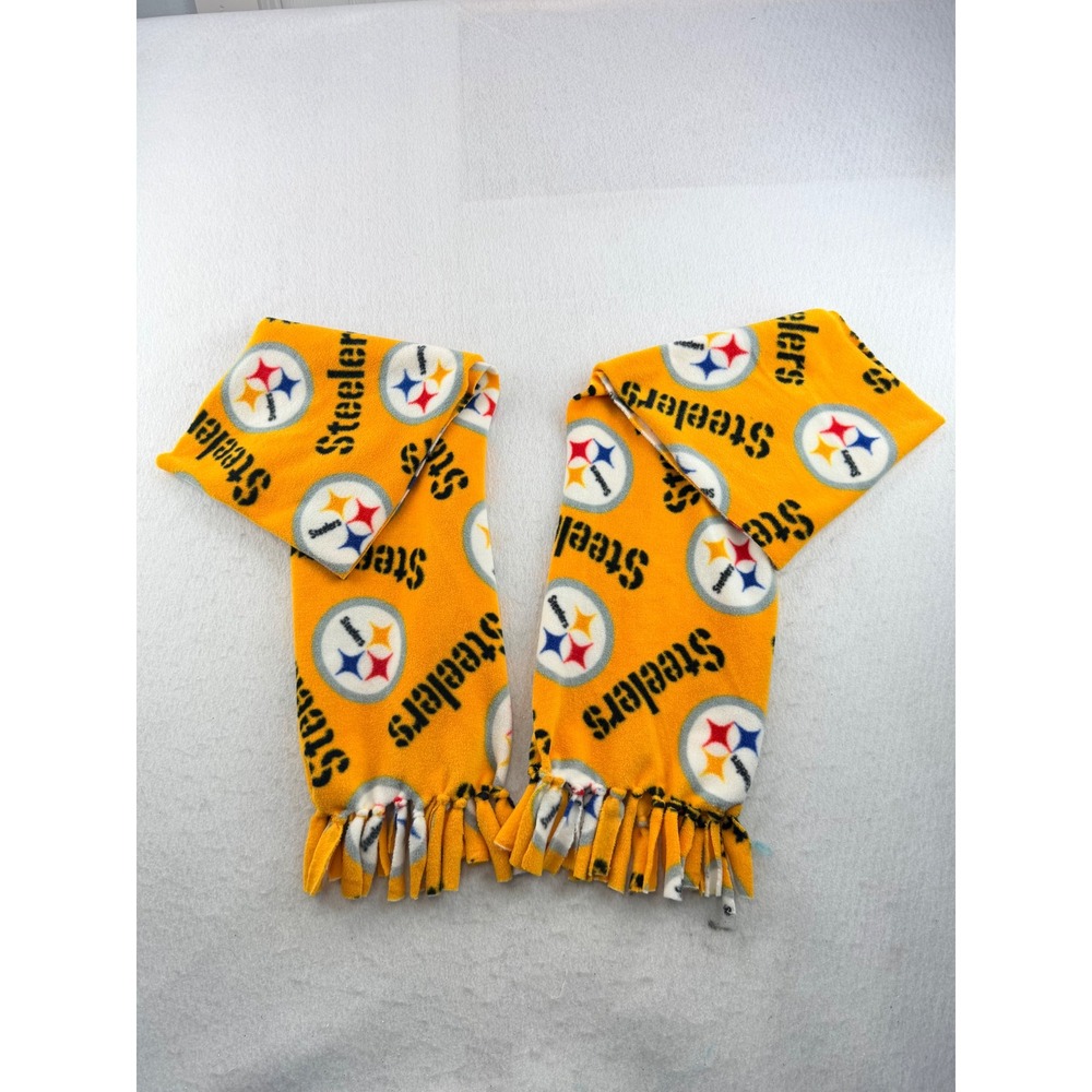 NFL Pittsburgh Steelers Yellow Fleece Fringe Winter Scarf Logo Print 60 Inch